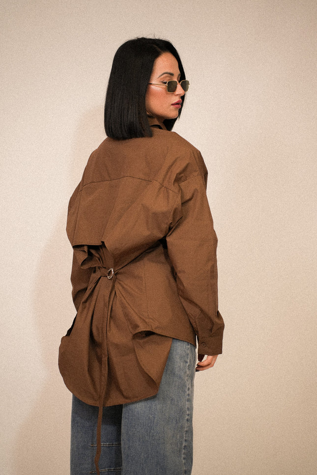 Maxi camicione con spalline cacao