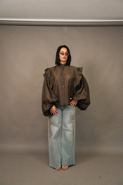 Jeans sabbiato wide leg