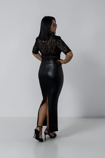 Longuette ecopelle nera