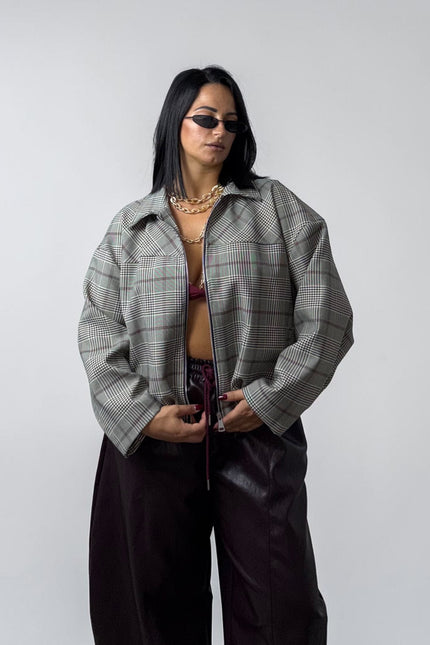 Bomber Tartan bordeaux