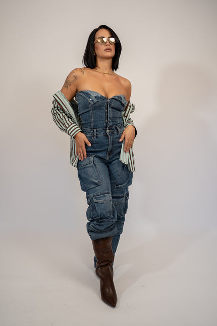 Jumpsuit denim cargo