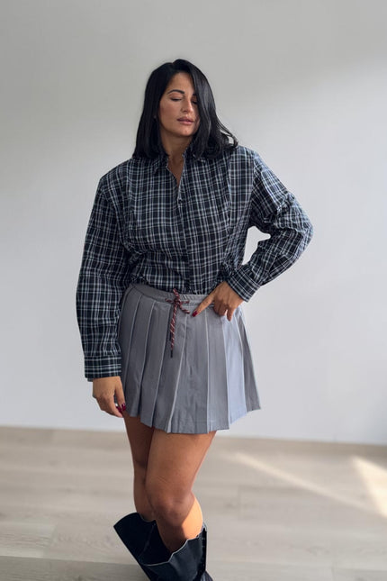 Camicia spallina quadri nera