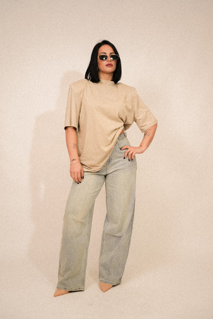 T SHIRT oversize spallina Justwest beije