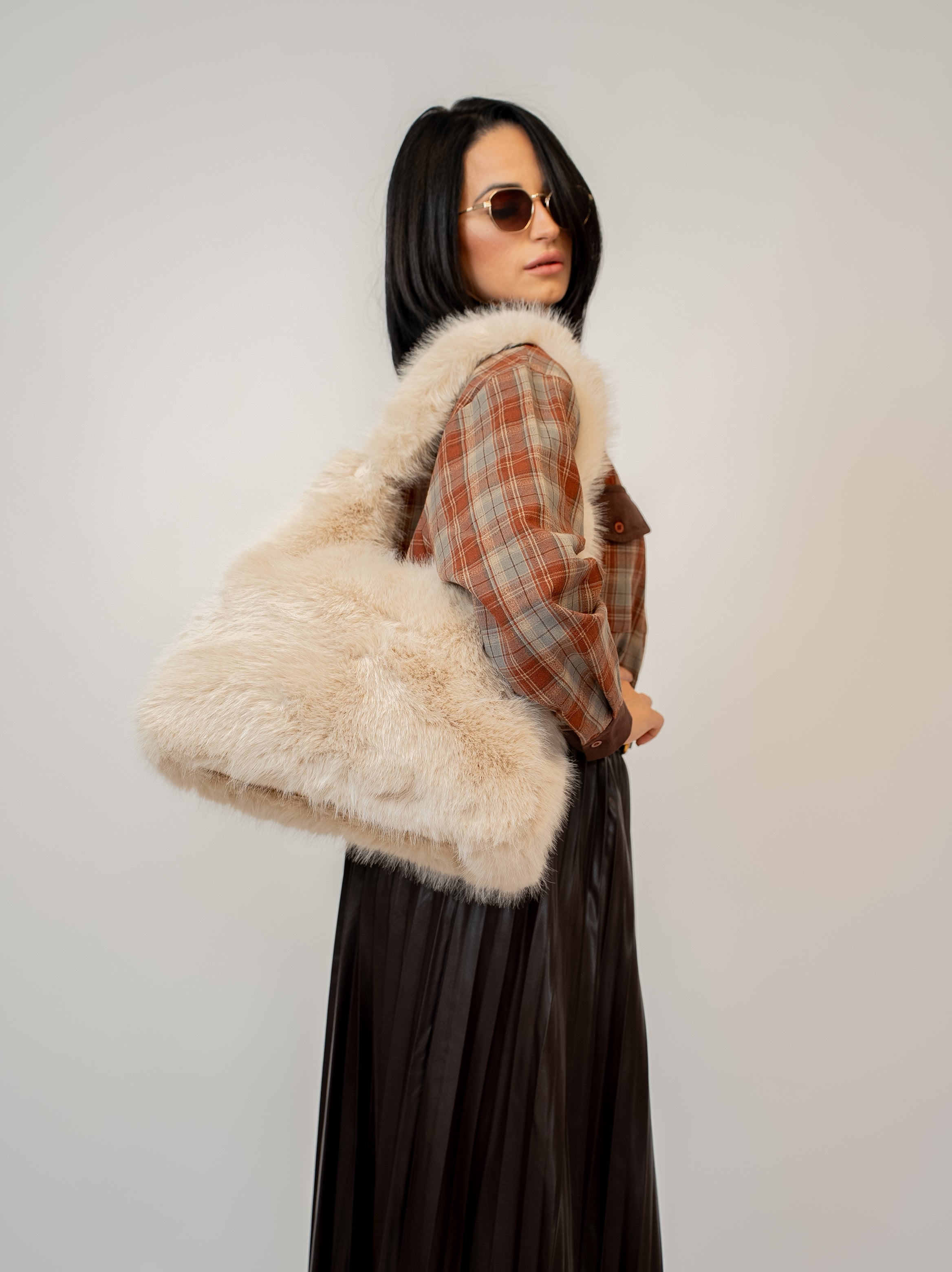 Bag spalla ecopelliccia panna