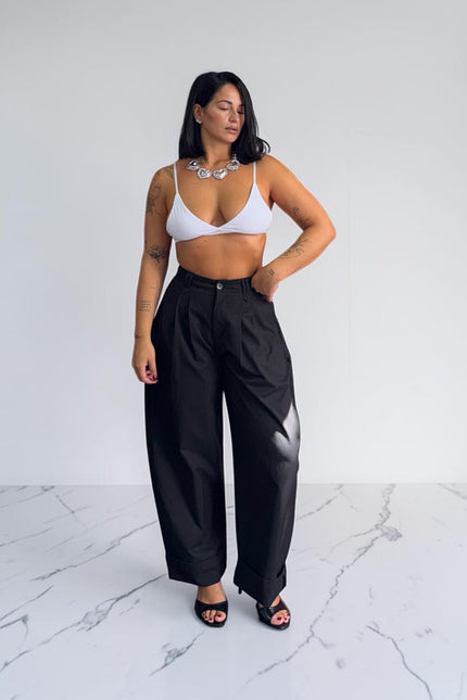 Pantalone ballon piegone pinces nero