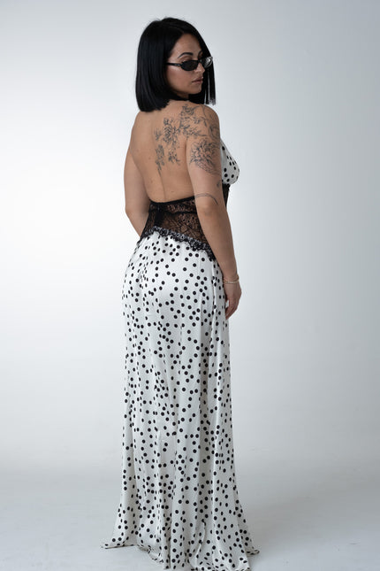 Dress Pois satin pizzo