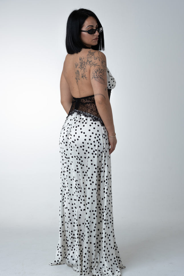 Dress Pois satin pizzo