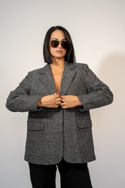 Blazer oversize spinato grey