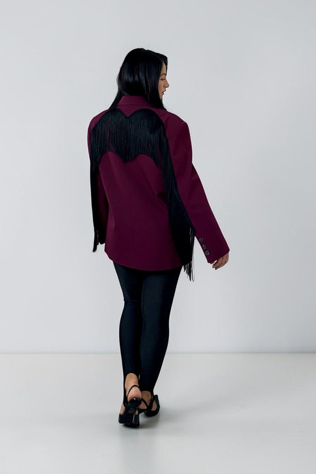 Blazer frange Justwest bordeaux