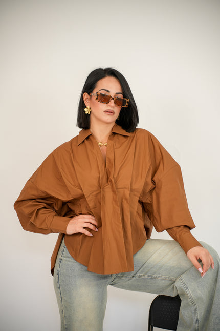 Camicia oversize marrone