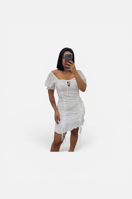 Dress drappeggio pizzo San Gallo 100%cotone