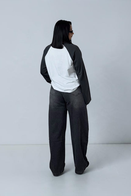 Jeans baggy grey slavato charme