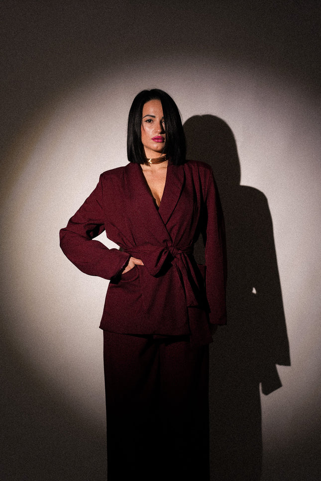 Tailleur kimono bordeaux