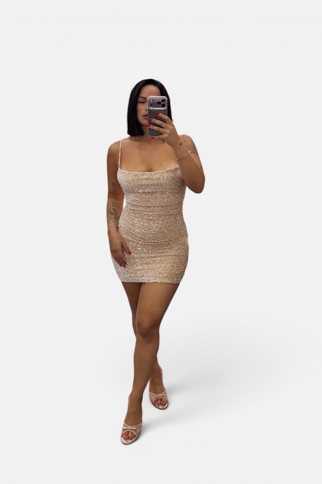 Mini Dress pailettes gold