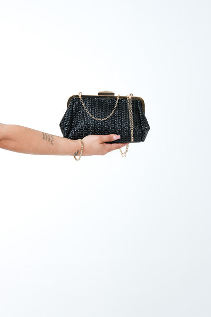 Clutch crochet ecopelle nera