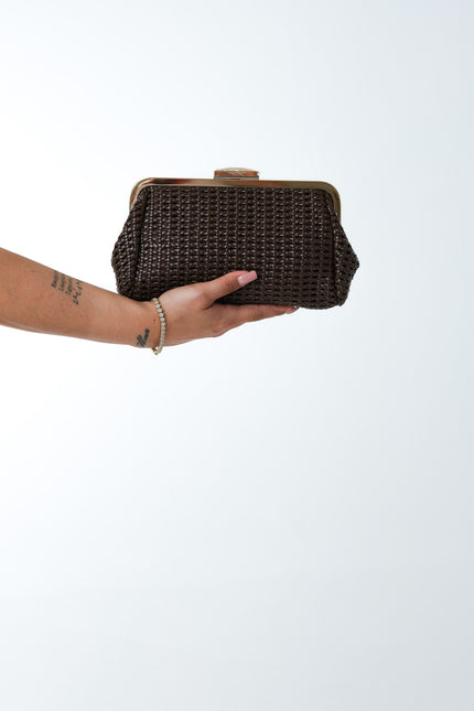 Clutch crochet cacao ecopelle