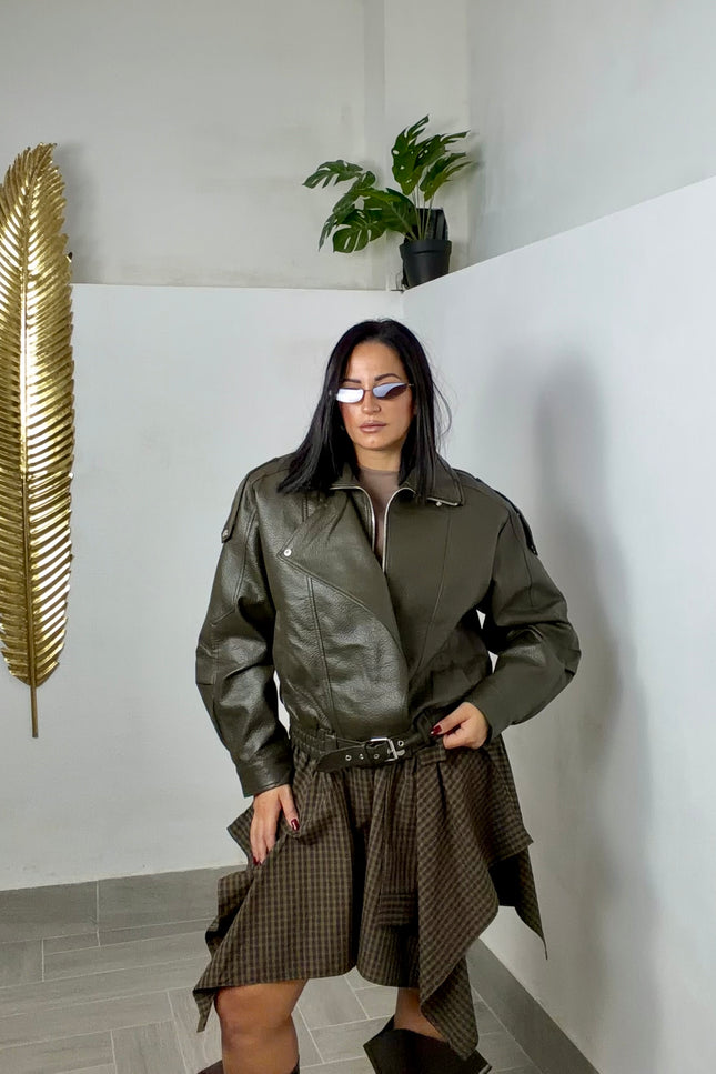 Jacket ecopelle verde militare