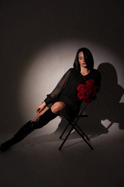 Dress Jumpsuit chiffon nero