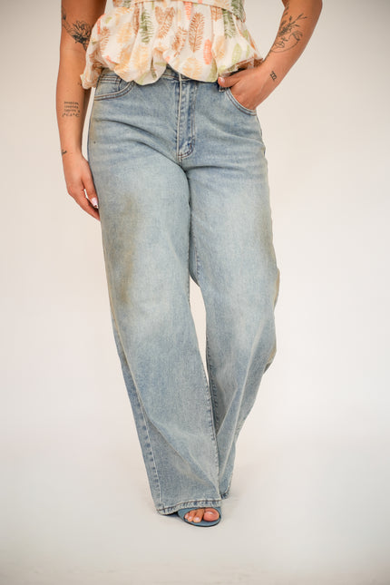 Jeans wide ballon sabbiato