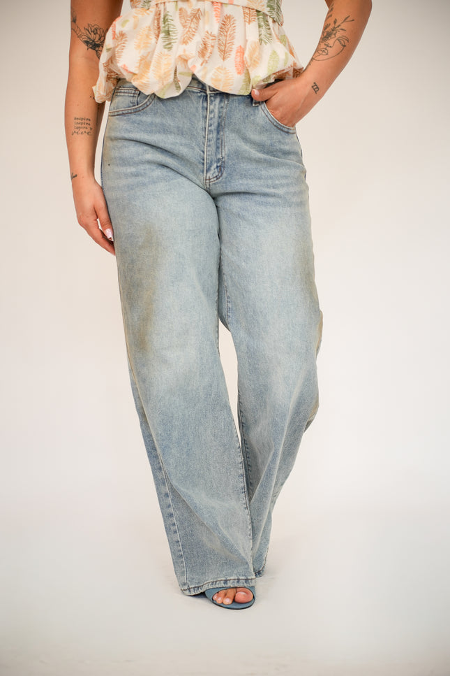 Jeans wide ballon sabbiato