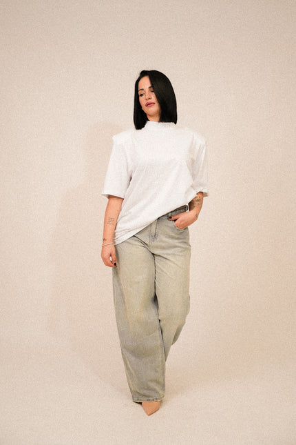 T SHIRT oversize spalline Justwest bianca