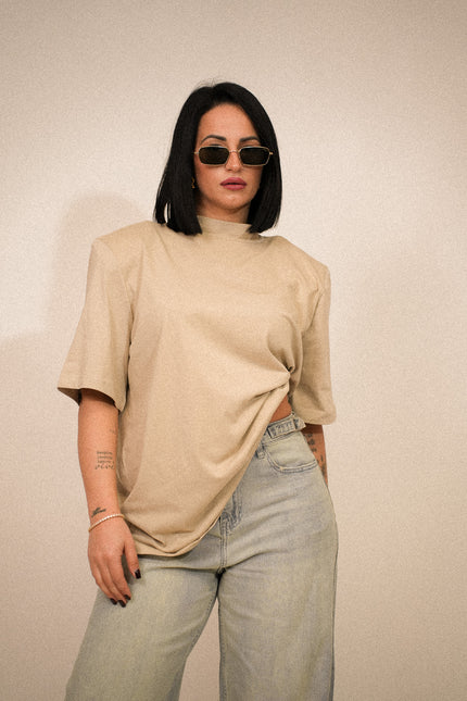 T SHIRT oversize spallina Justwest beije