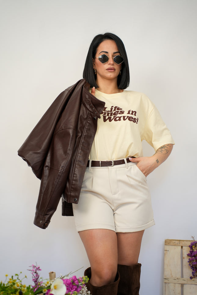 Pantaloncino sartoriale panna