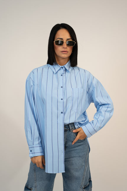 Camicia righe azzurra e blu