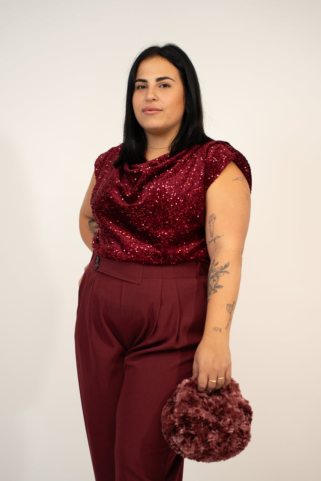 Maglia paillettes spallina