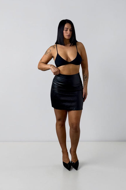 Tailleur gonna ecopelle black