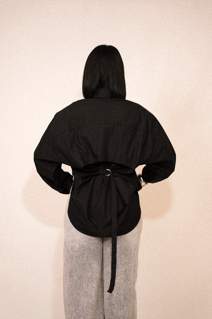Maxi camicione con spallina nero