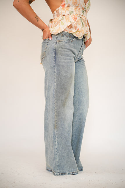 Jeans wide ballon sabbiato