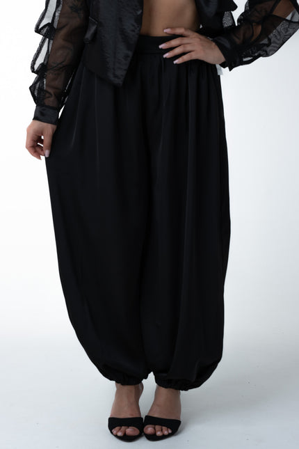 Pantalone raso ballon nero