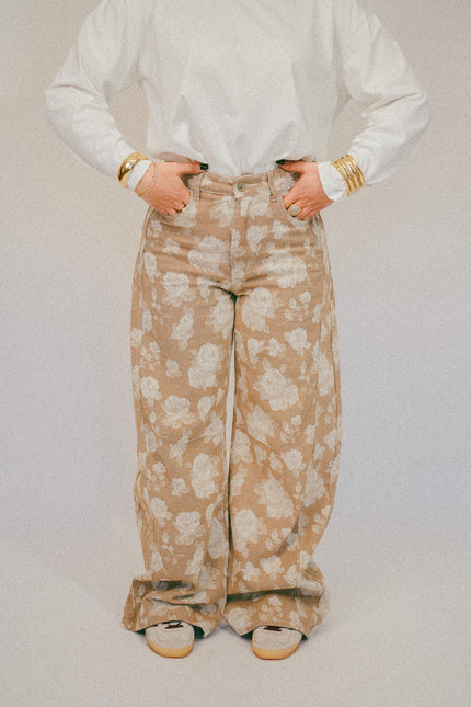 Jeans ballon stampa Flower