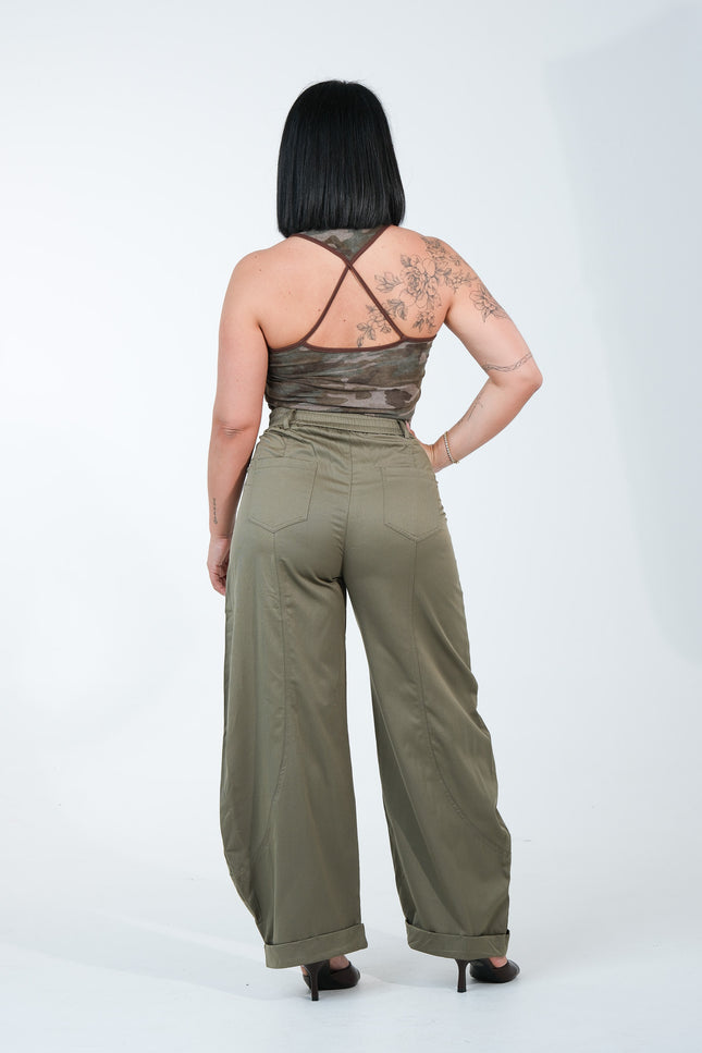 Pantalone ballon piegone verde militare