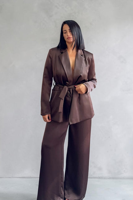 Tailleur raso satin cioccolato