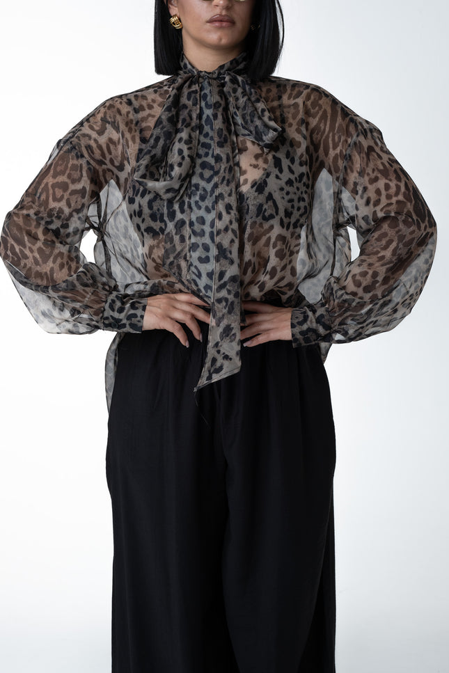 Camicia semivelata animalier