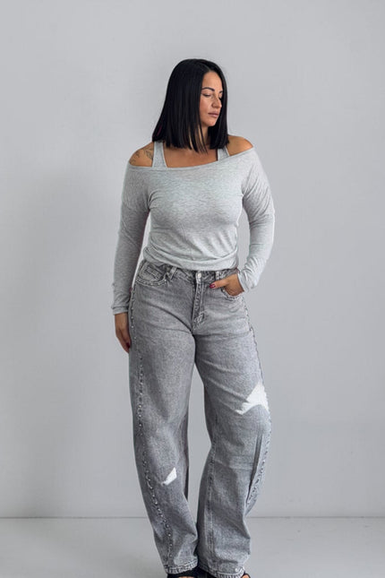Jeans ballon grey borchie