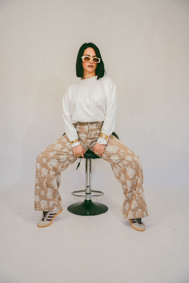 Jeans ballon stampa Flower