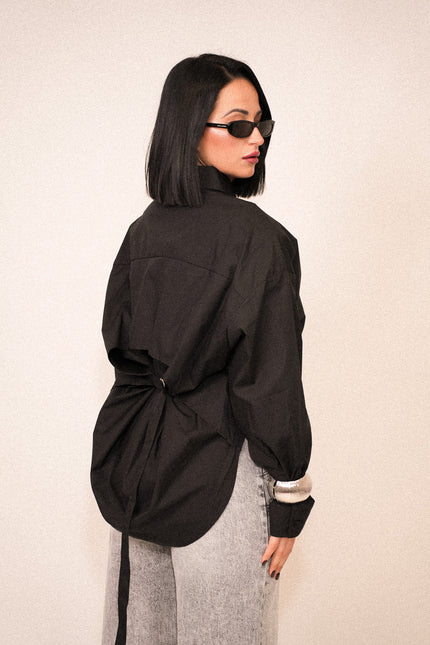 Maxi camicione con spallina nero