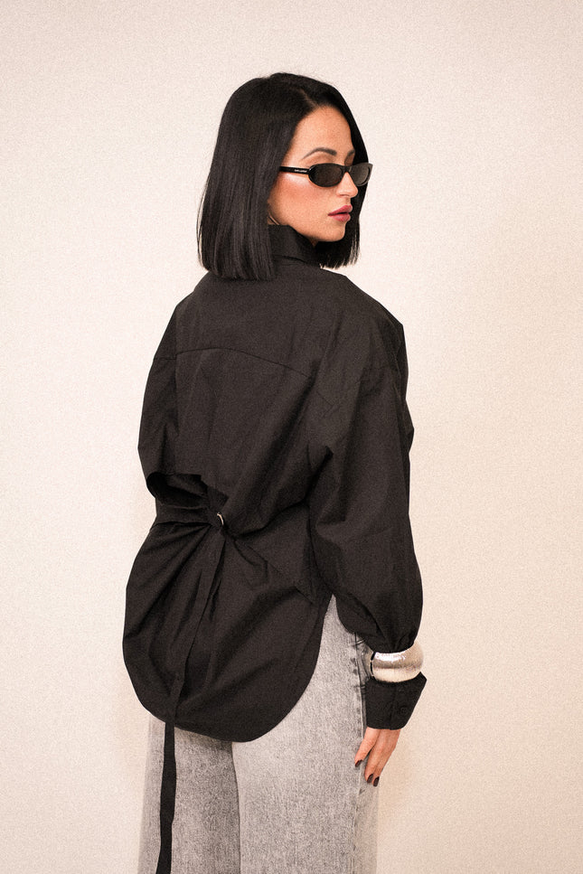 Maxi camicione con spallina nero