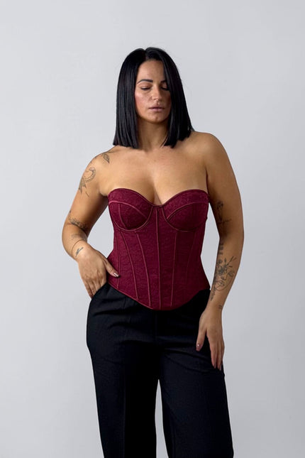 Corpetto pizzo bordeaux