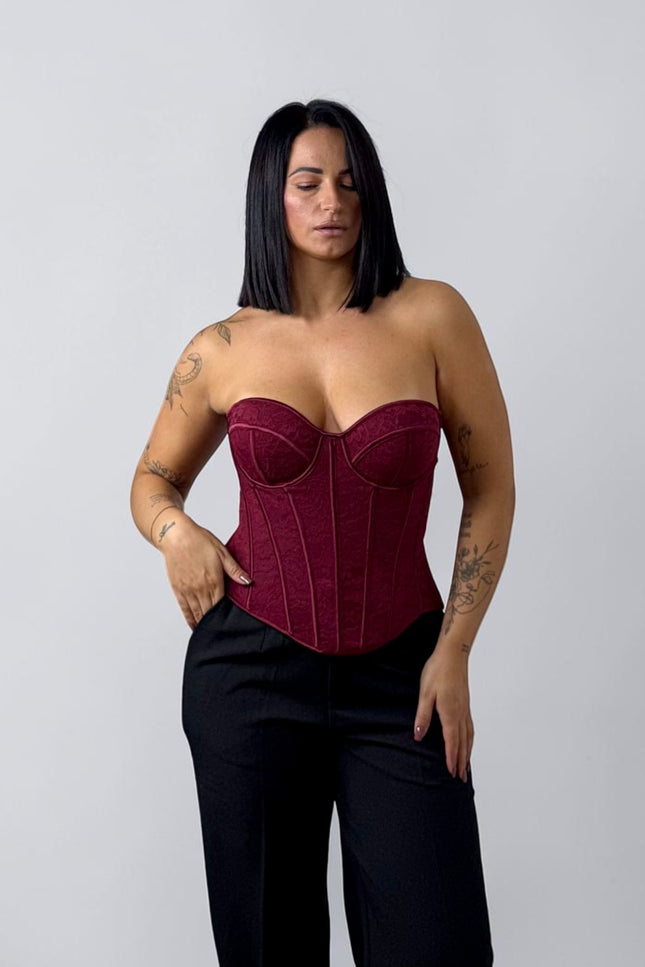 Corpetto pizzo bordeaux