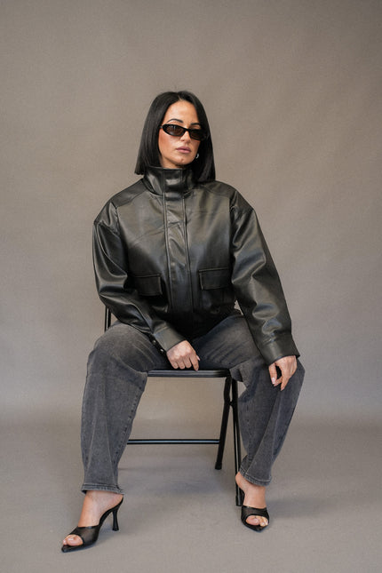 Bomber ecopelle nero