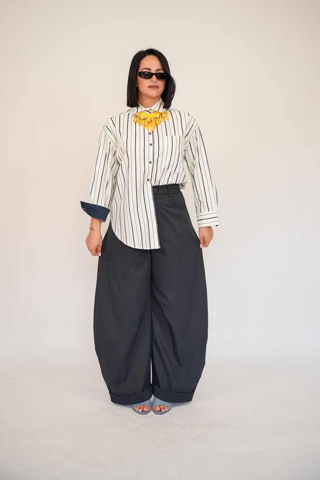 Pantalone ballon piegone blu navy