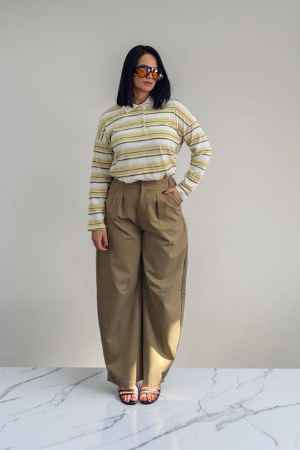 Pantalone ballon pinces beige