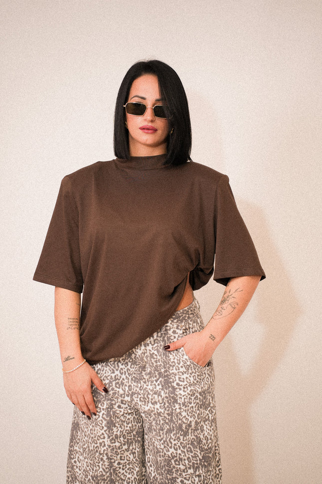 T-Shirt oversize con spallina Justwest cacao