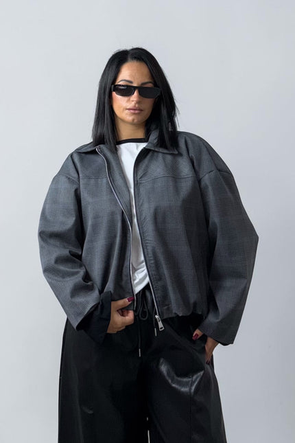 Bomber tartan grigio