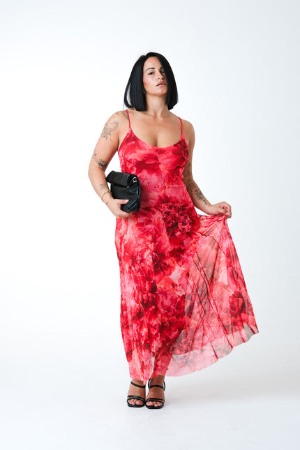Dress tulle Floreal rosso