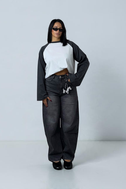 Jeans baggy grey slavato charme